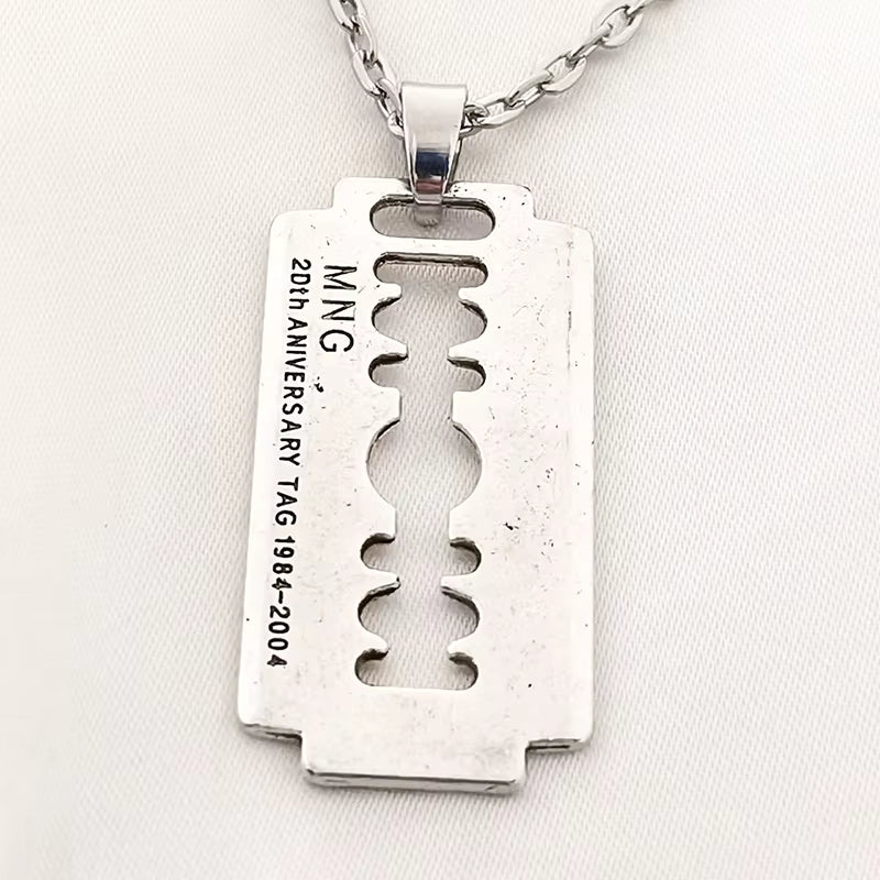 Razor Blade Pendant Necklace for Women Men Vintage Punk Goth Gothic Steampunk Accessories Grunge Rock Jewelry Y2K Aesthetic